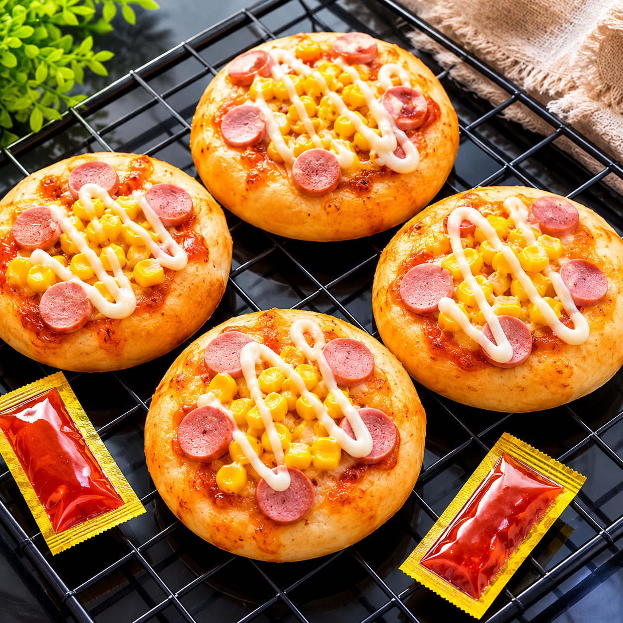 Akhwat menikmati pizza mini rumahan dengan topping lezat