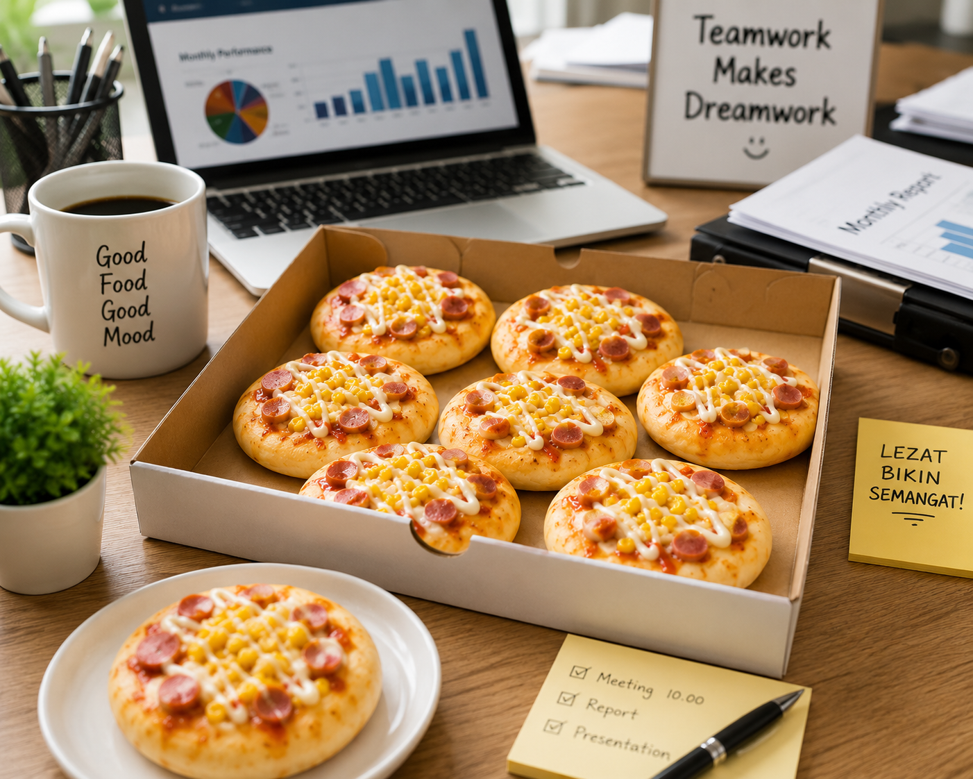 Pizza mini rumahan untuk camilan kantor dan meeting