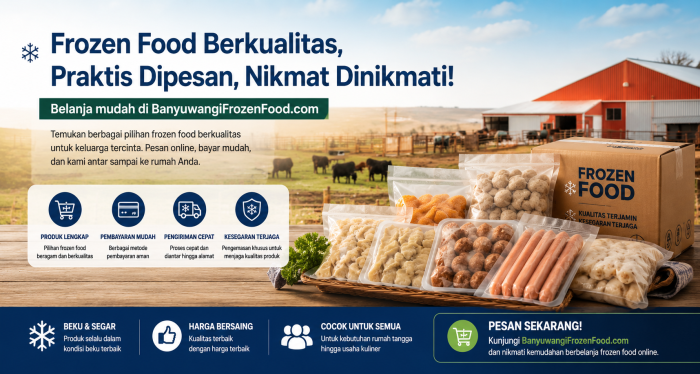 Aneka frozen food lengkap tersedia di toko frozen food terdekat dengan pembayaran mudah dan pengiriman aman ke alamat pelanggan.