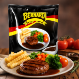 Siswa sedang menikmati Bernardi Burger Steak sebagai bekal sekolah praktis dari frozen food berkualitas